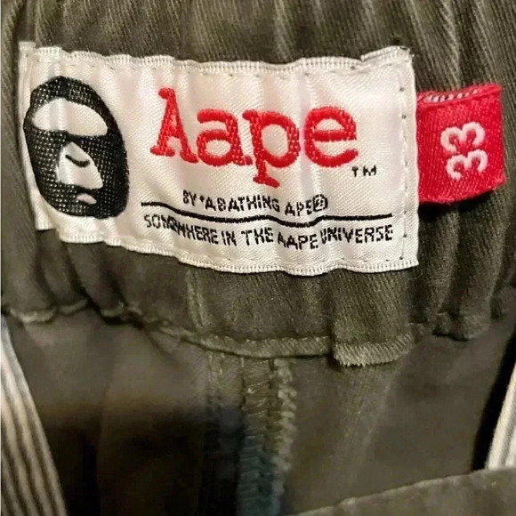 AAPE by A Bathing Ape Dark Green Cargo Pants | Elastic Cuff, Size 33 - Picture 3 of 5